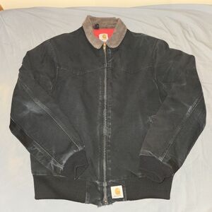 Vintage Carhartt Santa Fe Jacket Black Mens Large Quilted Distressed